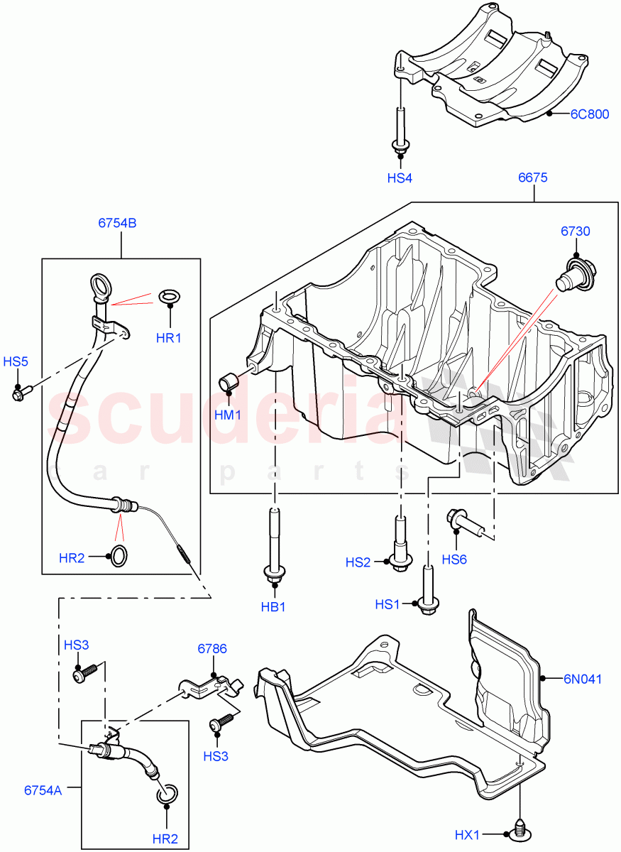 Oil Pan/Oil Level Indicator (1.5L AJ20P3 Petrol High PHEV, Changsu (China), 1.5L AJ20P3 Petrol High) of Land Rover Land Rover Range Rover Evoque (2019+) [1.5 I3 Turbo Petrol AJ20P3]