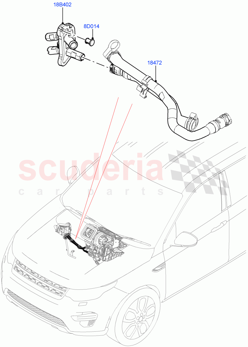 Auxiliary Heater Hoses(Halewood (UK),Fuel Heater W/Pk Heat With Remote,Fuel Fired Heater With Park Heat,With Fuel Fired Heater)((V)FROMMH000001) of Land Rover Land Rover Discovery Sport (2015+) [2.0 Turbo Diesel AJ21D4]