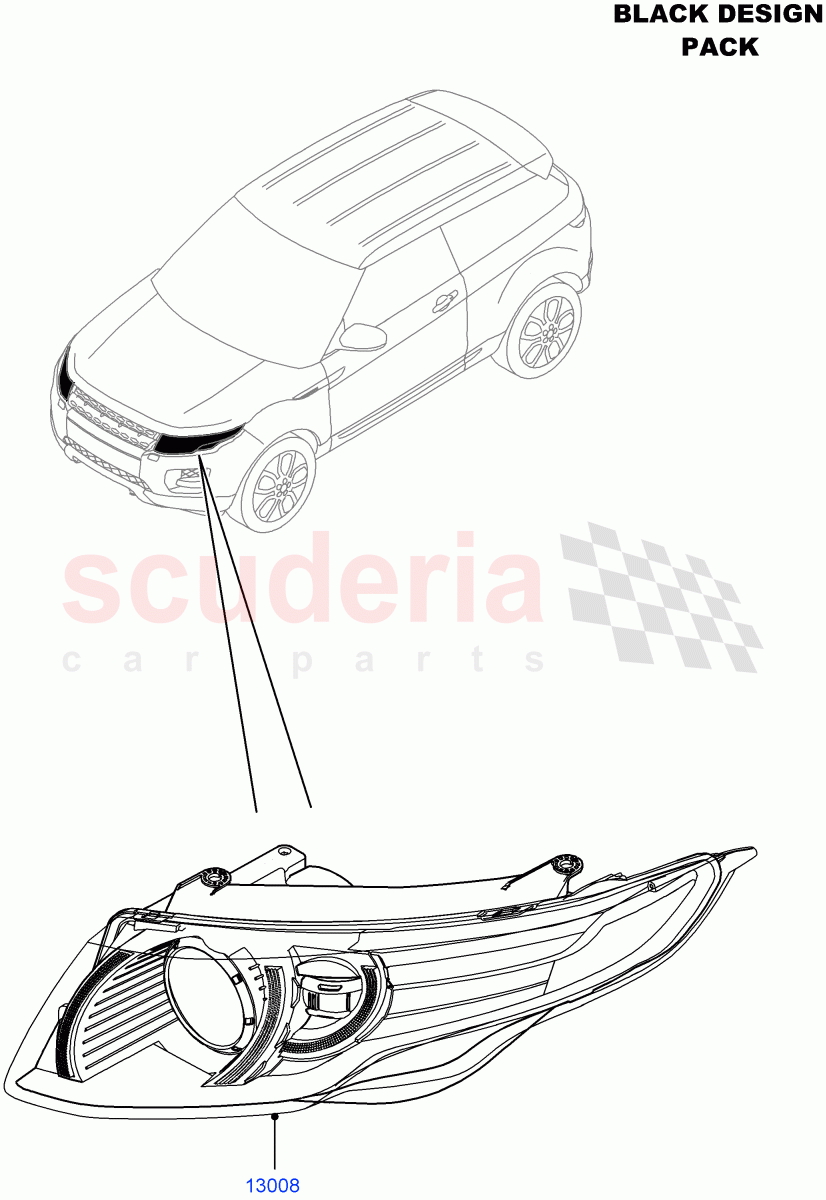 Headlamps And Front Flasher Lamps(Halewood (UK),Smoked Glass Front Lamp Lens,Black Pack) of Land Rover Land Rover Range Rover Evoque (2012-2018) [2.0 Turbo Petrol GTDI]