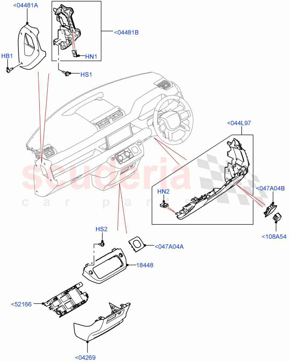 Instrument Panel (Lower, External Components) of Land Rover Land Rover Defender (2020+) [5.0 OHC SGDI SC V8 Petrol]