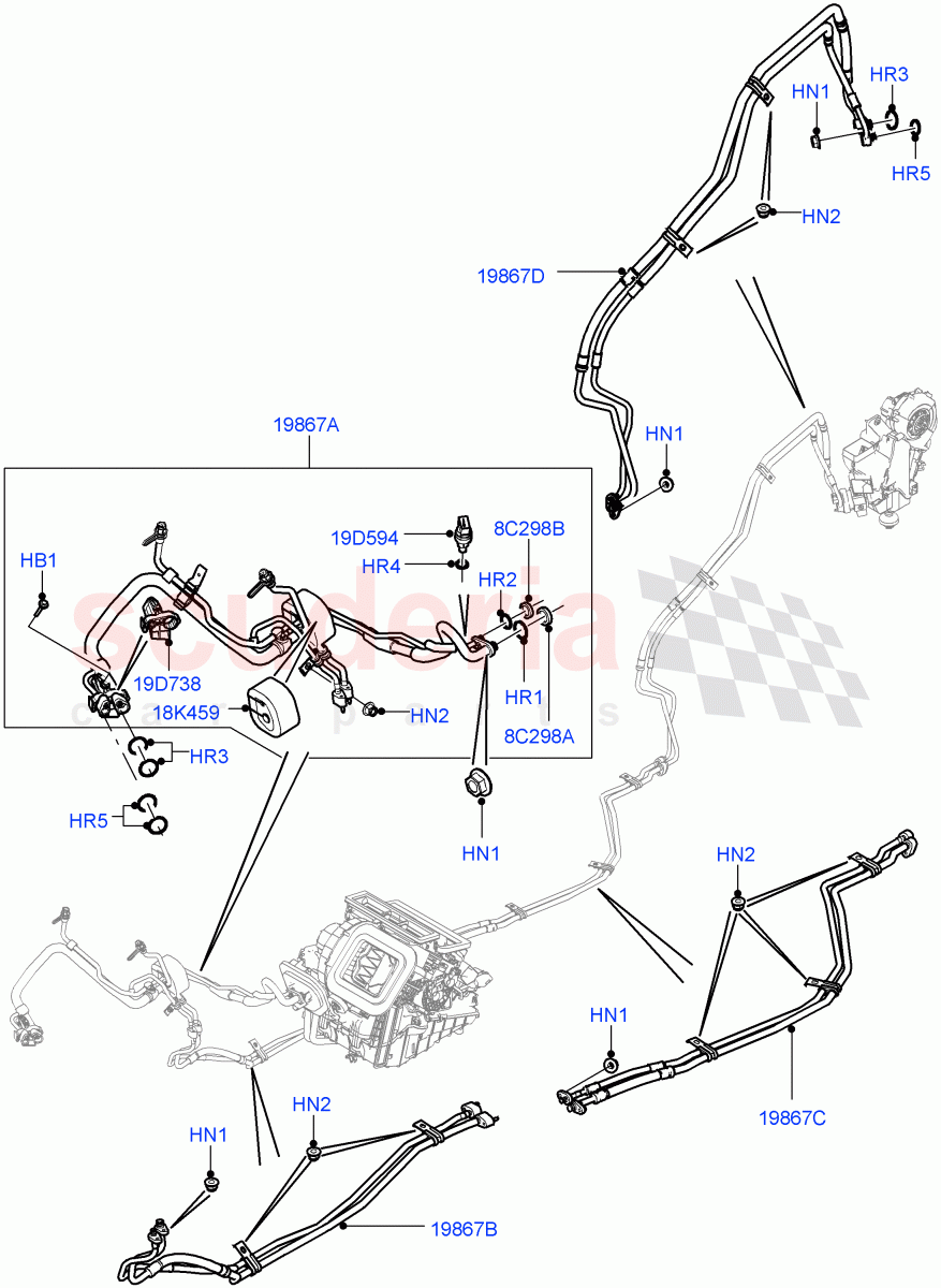 Air Conditioning System(Halewood (UK),Climate Control - Chiller Unit,Air Con Refrigerant-HF01234YF)((V)TOKH999999) of Land Rover Land Rover Discovery Sport (2015+) [1.5 I3 Turbo Petrol AJ20P3]