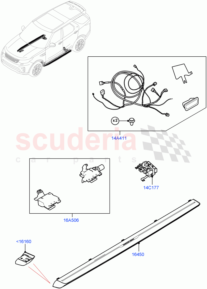 Side Steps And Tubes (Power Deployable, Solihull Plant Build) ((V) FROMJA000001) of Land Rover Land Rover Discovery 5 (2017+) [3.0 I6 Turbo Petrol AJ20P6]