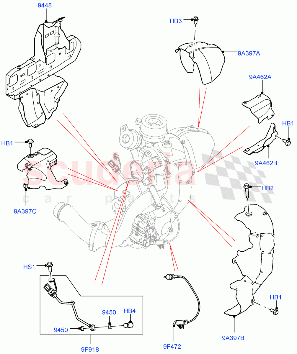 Turbocharger(Turbocharger Related Parts)(2.0L AJ20D4 Diesel High PTA,Halewood (UK)) of Land Rover Land Rover Discovery Sport (2015+) [2.0 Turbo Diesel]