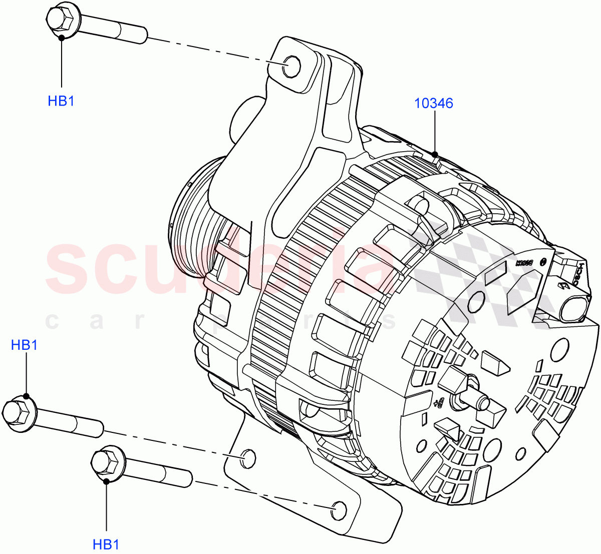Alternator And Mountings (2.0L 16V TIVCT T/C 240PS Petrol, Changsu (China), 2.0L 16V TIVCT T/C Gen2 Petrol) ((V) FROMFG000001) of Land Rover Land Rover Discovery Sport (2015+) [1.5 I3 Turbo Petrol AJ20P3]
