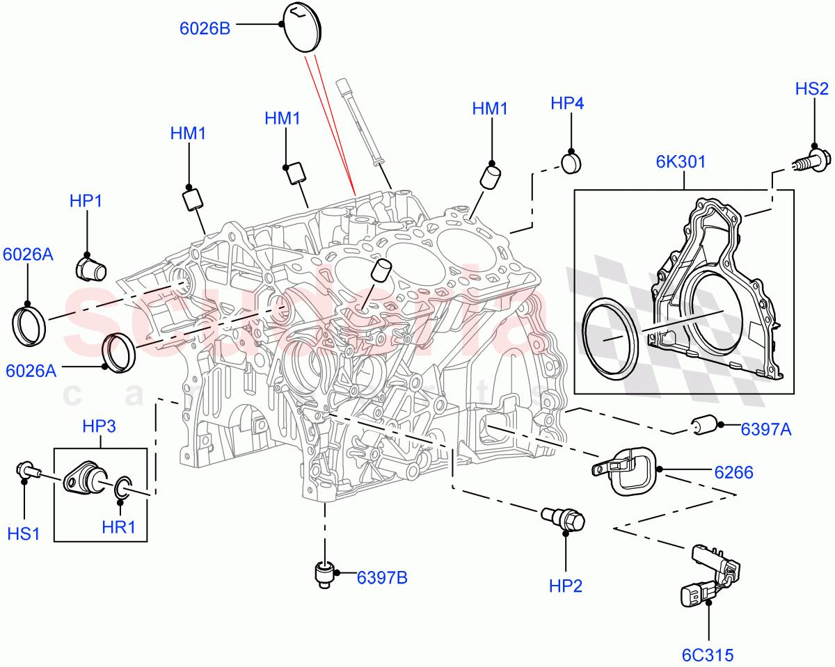 Cylinder Block And Plugs(Solihull Plant Build)(3.0 V6 Diesel)((V)FROMAA000001) of Land Rover Land Rover Discovery 4 (2010-2016) [3.0 Diesel 24V DOHC TC]