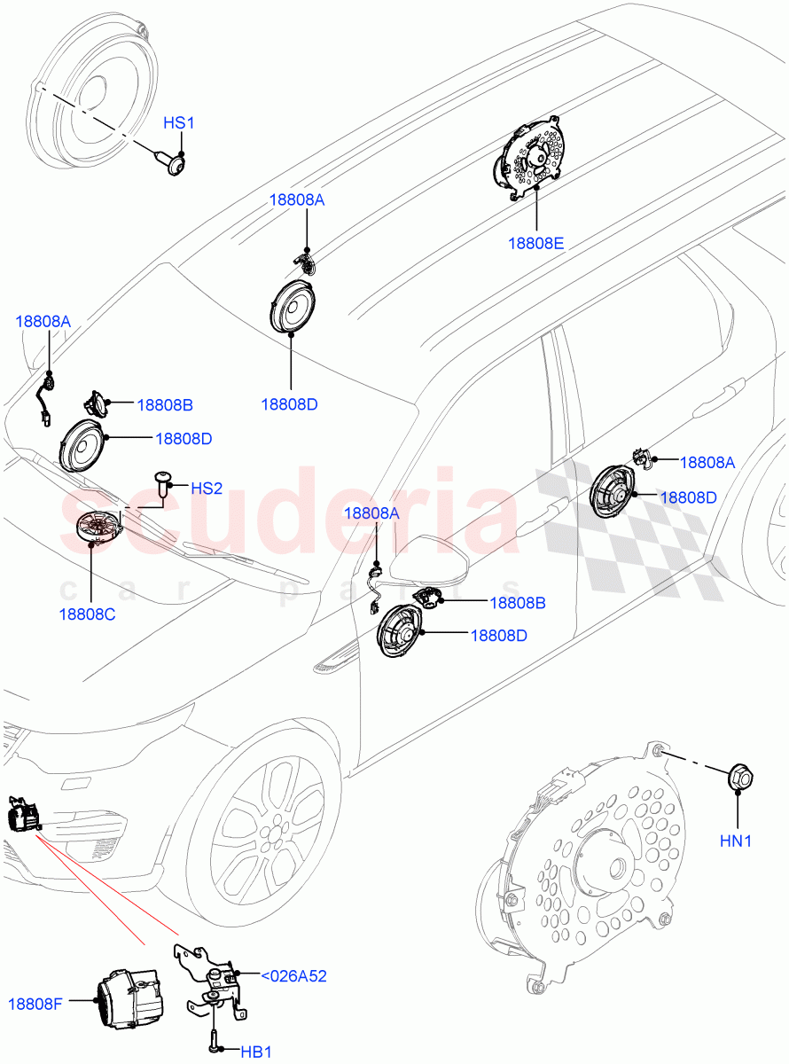 Speakers (Halewood (UK), Low Line Audio System - 400W) of Land Rover Land Rover Discovery Sport (2015+) [2.0 Turbo Petrol AJ200P]