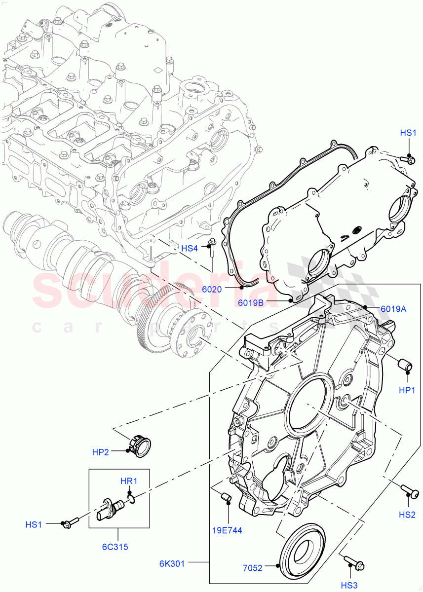 Timing Gear Covers(2.0L I4 High DOHC AJ200 Petrol,Changsu (China),2.0L I4 Mid DOHC AJ200 Petrol) of Land Rover Land Rover Range Rover Evoque (2012-2018) [2.0 Turbo Petrol AJ200P]