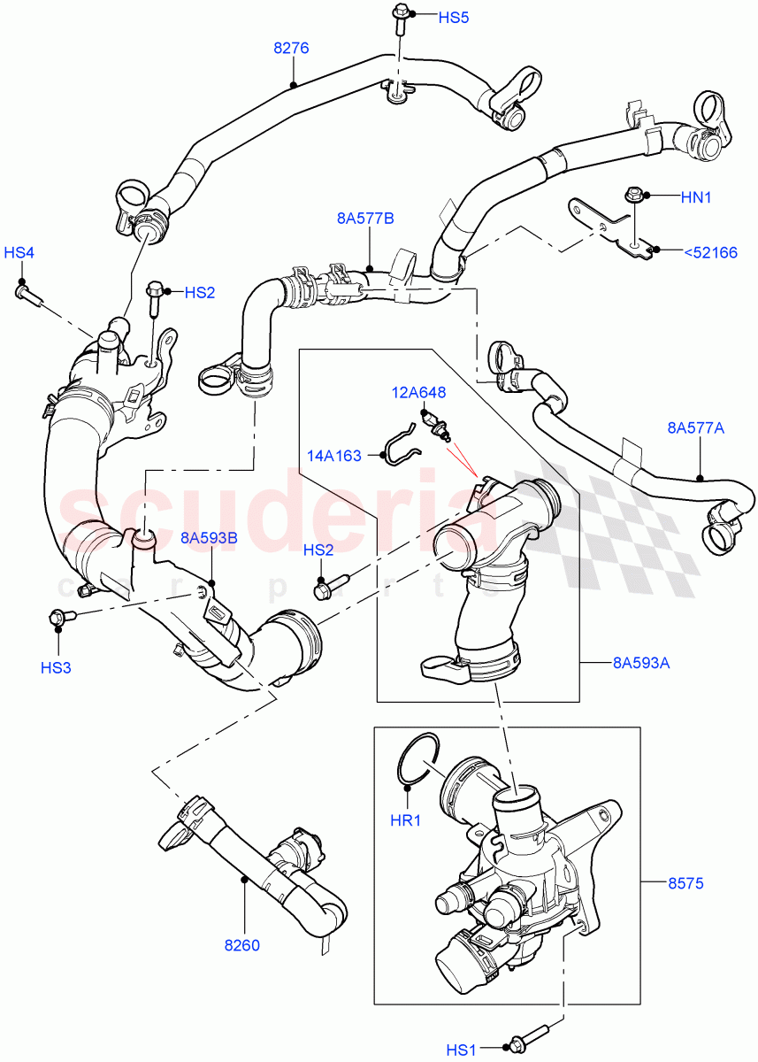 Thermostat/Housing & Related Parts (3.0L AJ20P6 Petrol High, 3.0L AJ20P6 Petrol PHEV) of Land Rover Land Rover Range Rover (2022+) [3.0 I6 Turbo Petrol AJ20P6]