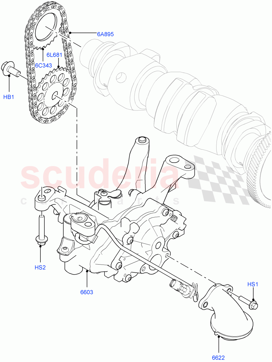 Oil Pump(2.0L I4 High DOHC AJ200 Petrol,Changsu (China),2.0L I4 Mid DOHC AJ200 Petrol) of Land Rover Land Rover Range Rover Evoque (2012-2018) [2.0 Turbo Petrol AJ200P]