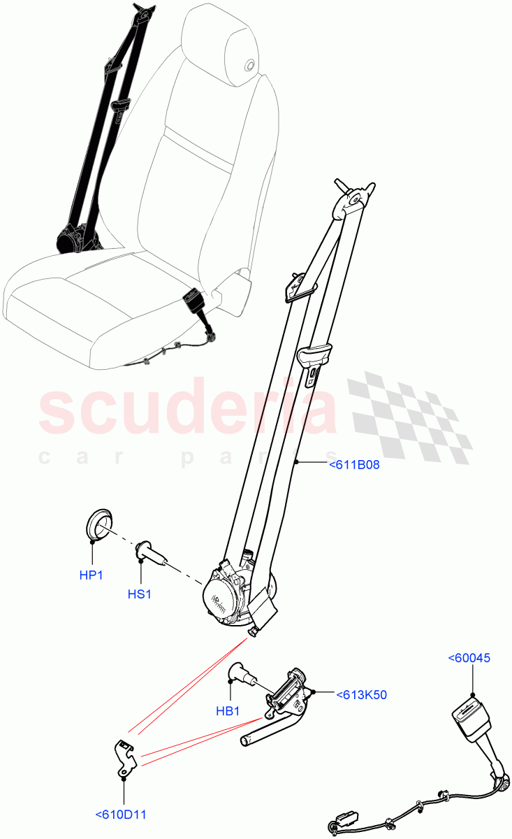 Front Seat Belts of Land Rover Land Rover Range Rover Velar (2017+) [2.0 Turbo Diesel]