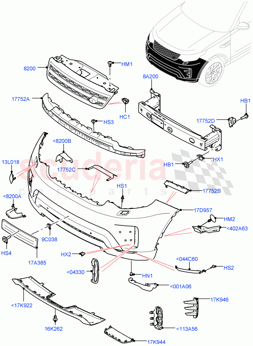 Radiator Grille And Front Bumper (Nitra Plant Build) (Rear Bumper Lower Valance-Narvik Bk) ((V) FROMM2000001) of Land Rover Land Rover Discovery 5 (2017+) [3.0 Diesel 24V DOHC TC]