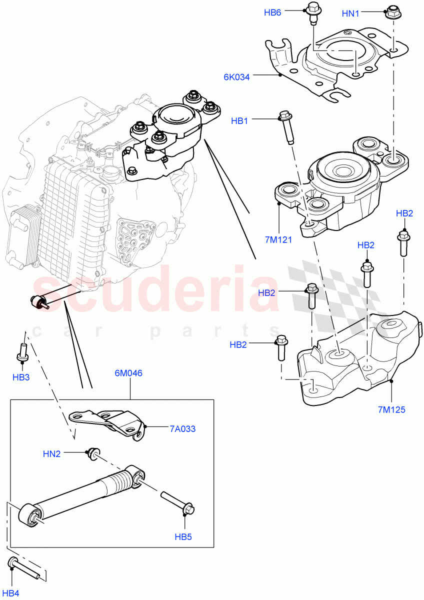 Transmission Mounting(2.0L 16V TIVCT T/C 240PS Petrol,9 Speed Auto AWD,Changsu (China))((V)FROMFG000001) of Land Rover Land Rover Discovery Sport (2015+) [2.2 Single Turbo Diesel]