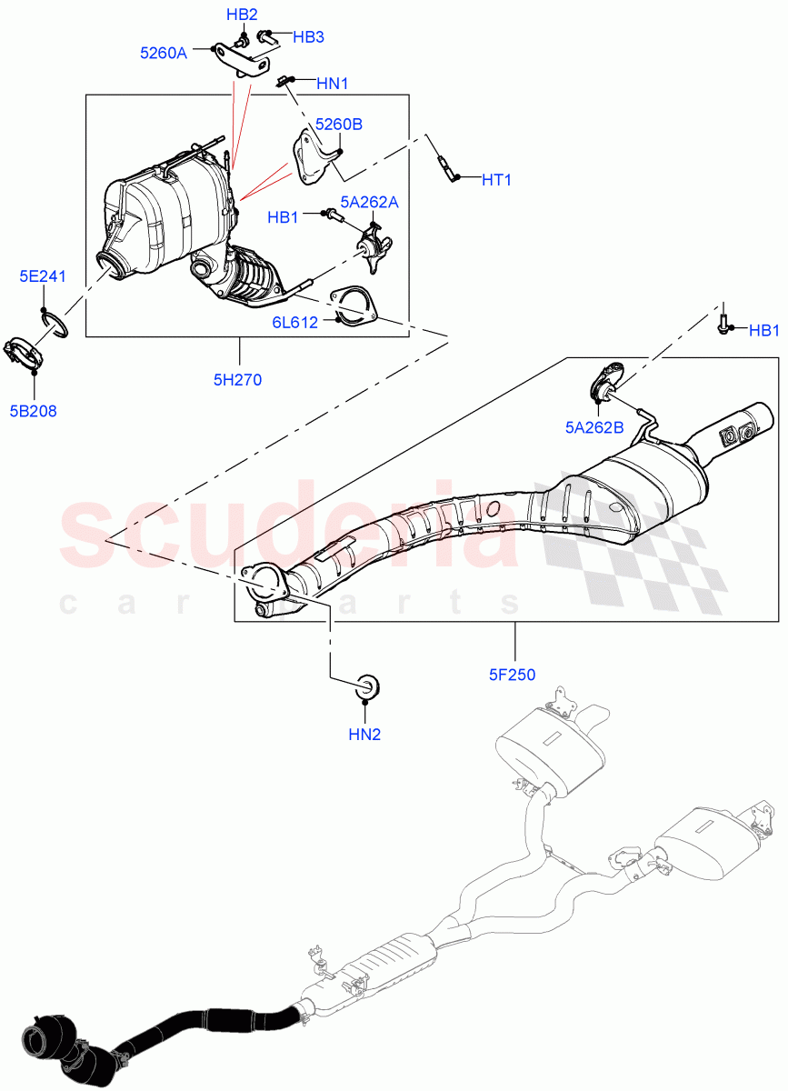 Front Exhaust System(3.0L AJ20D6 Diesel High,EU6D - Final (Diesel) Emission,J-WLTP Emission,L7 Emission - Brazil)((V)FROMLA000001) of Land Rover Land Rover Range Rover Sport (2014+) [3.0 I6 Turbo Diesel AJ20D6]