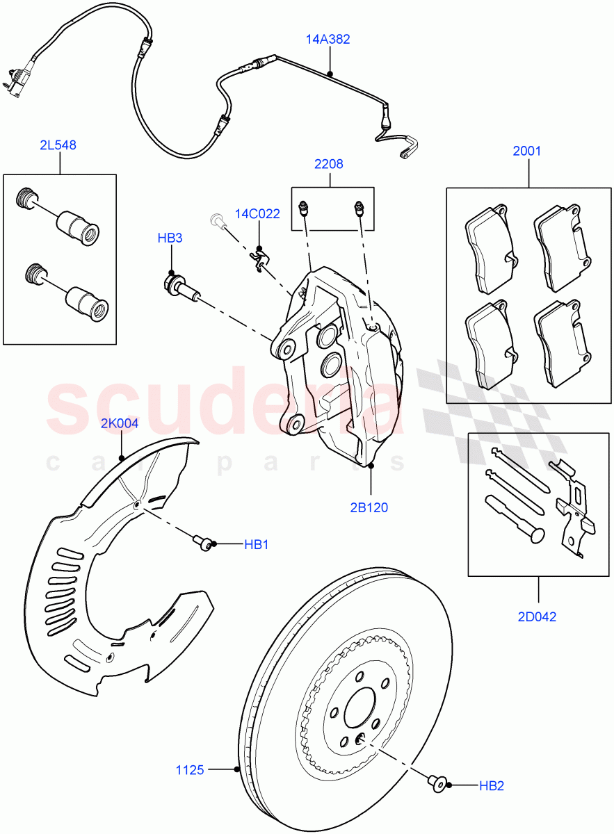 Front Brake Discs And Calipers(5.0L P AJ133 DOHC CDA S/C Enhanced,Limited Package)((V)FROMKA000001) of Land Rover Land Rover Range Rover Velar (2017+) [2.0 Turbo Diesel]