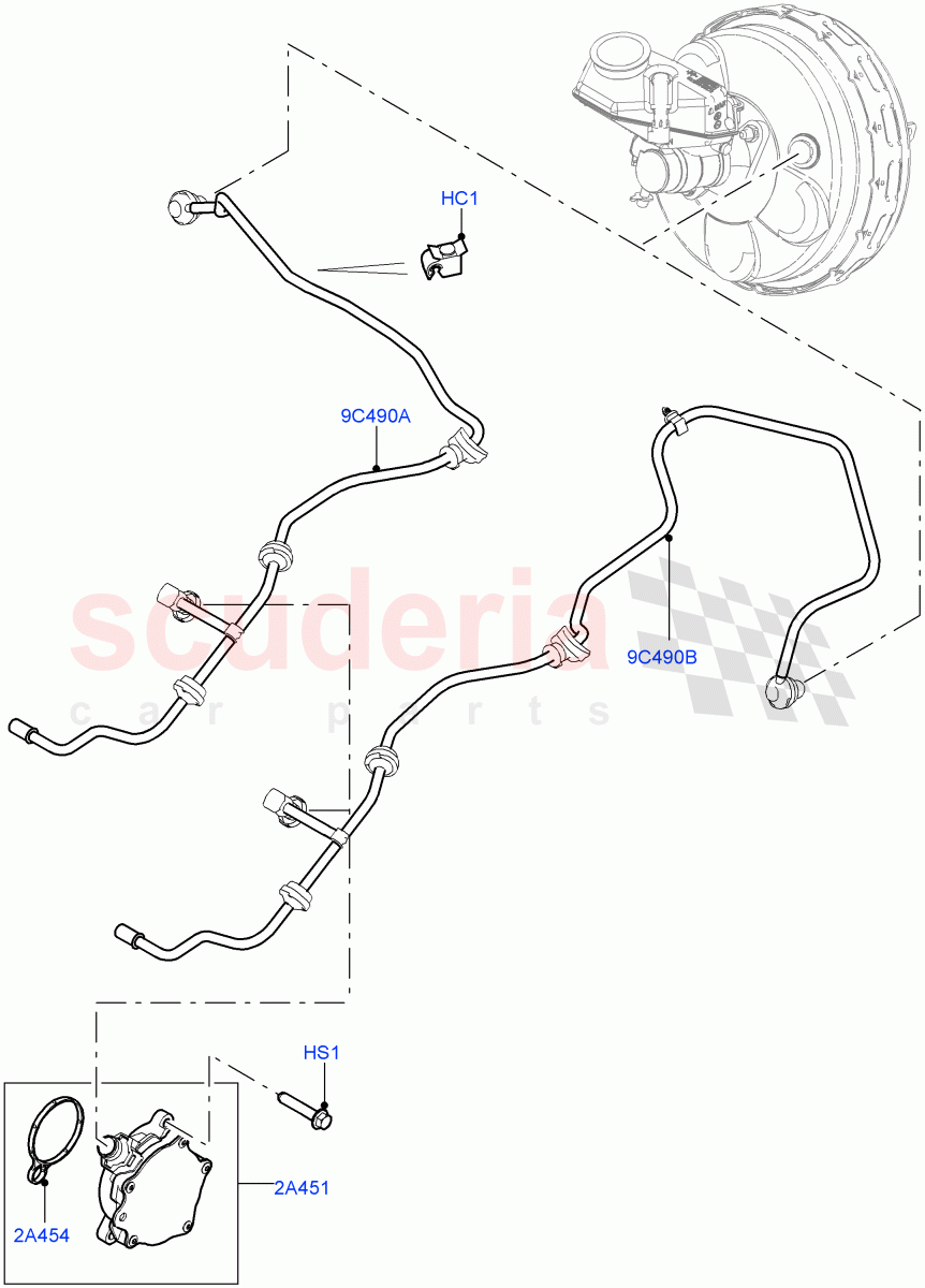 Vacuum Control And Air Injection (Vacuum Pump & Brake Booster Vacuum Control) (2.0L 16V TIVCT T/C 240PS Petrol, Halewood (UK), Standard Electric Starter Motor) of Land Rover Land Rover Range Rover Evoque (2012-2018) [2.0 Turbo Petrol GTDI]