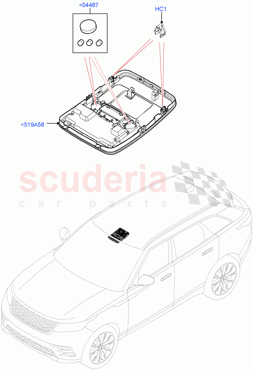 Console - Overhead of Land Rover Land Rover Range Rover Velar (2017+) [2.0 Turbo Diesel AJ21D4]