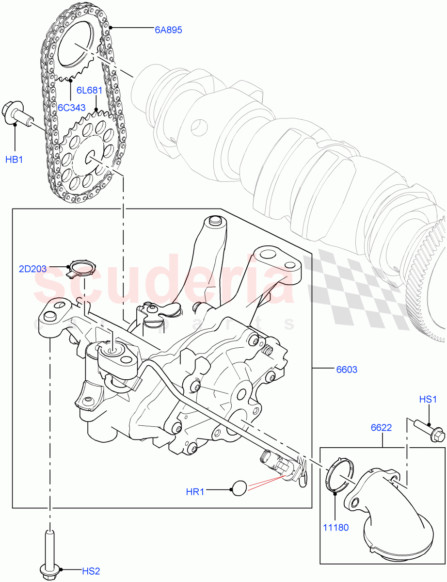Oil Pump (2.0L I4 DSL HIGH DOHC AJ200, Halewood (UK), 2.0L I4 DSL MID DOHC AJ200) of Land Rover Land Rover Discovery Sport (2015+) [2.0 Turbo Diesel]