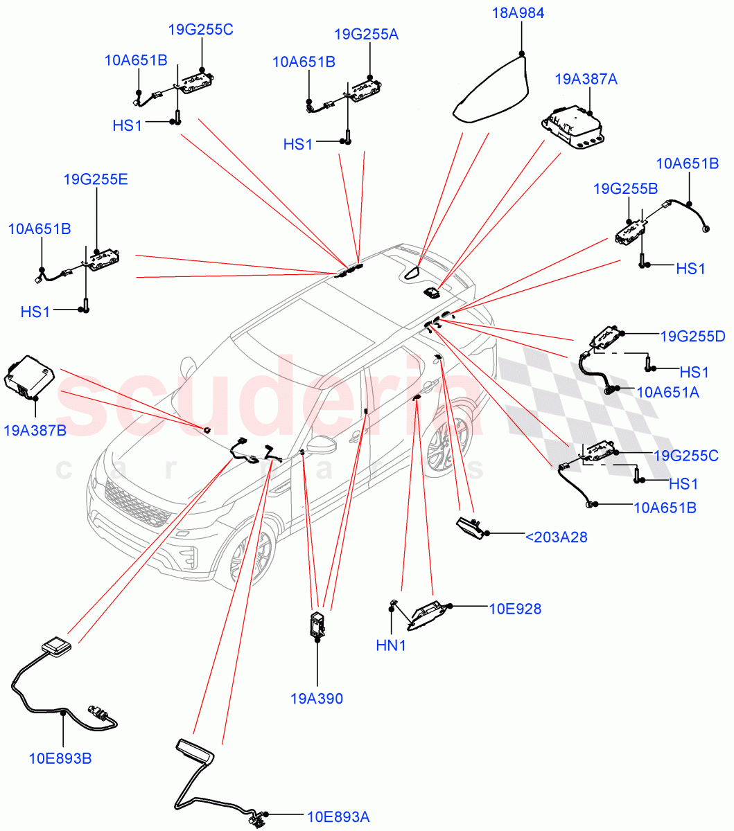 Aerial (Solihull Plant Build) ((V) FROMHA000001) of Land Rover Land Rover Discovery 5 (2017+) [3.0 I6 Turbo Diesel AJ20D6]