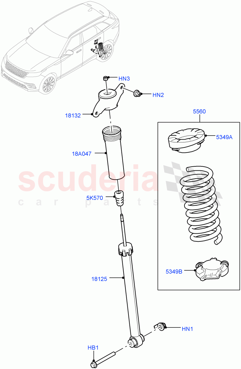 Rear Springs And Shock Absorbers(With Standard Duty Coil Spring Susp)((V)TOLA999999) of Land Rover Land Rover Range Rover Velar (2017+) [2.0 Turbo Diesel]