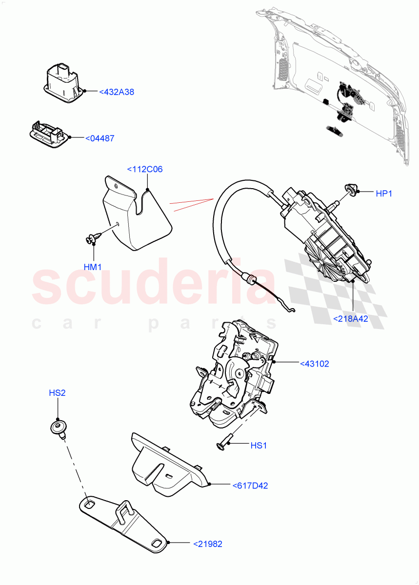 Luggage Compt/Tailgte Lock Controls (Halewood (UK)) of Land Rover Land Rover Range Rover Evoque (2019+) [1.5 I3 Turbo Petrol AJ20P3]