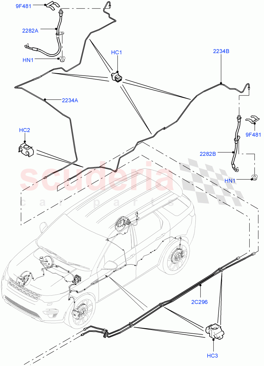 Rear Brake Pipes(Halewood (UK))((V)TOKH999999) of Land Rover Land Rover Discovery Sport (2015+) [2.0 Turbo Petrol AJ200P]