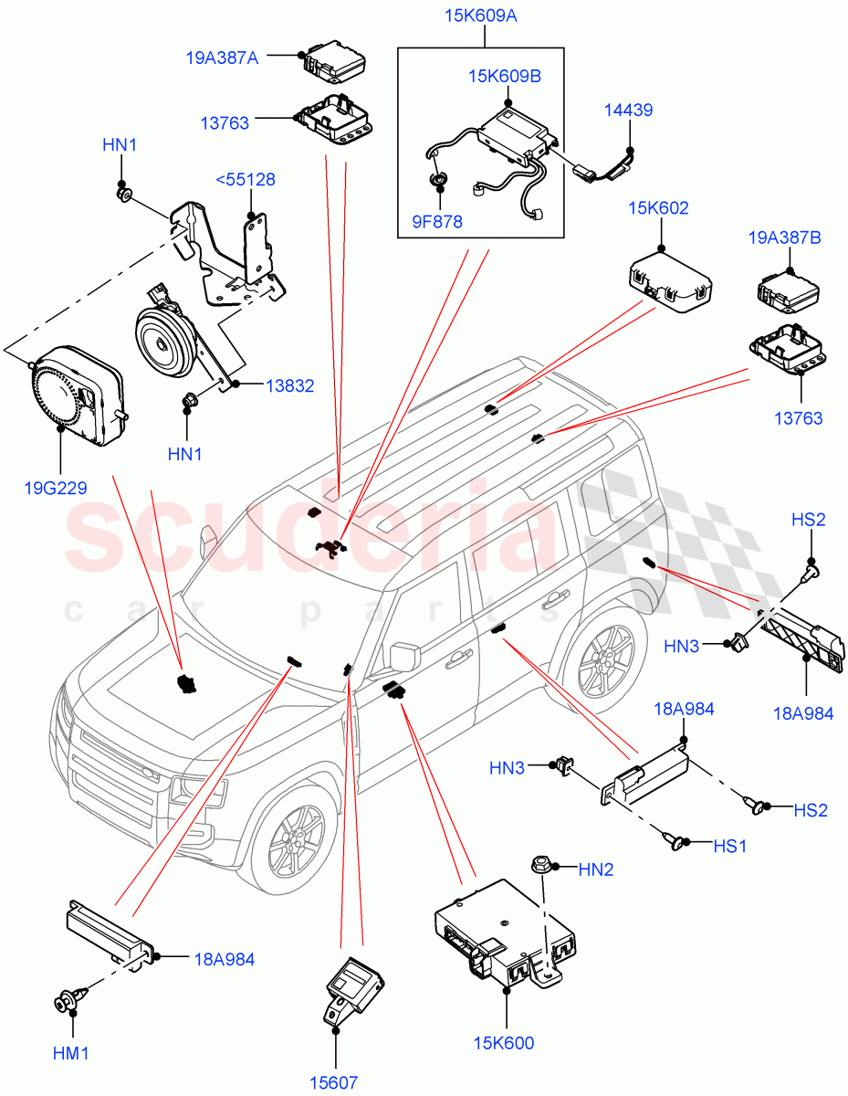 Anti-Theft Alarm Systems of Land Rover Land Rover Defender (2020+) [3.0 I6 Turbo Diesel AJ20D6]