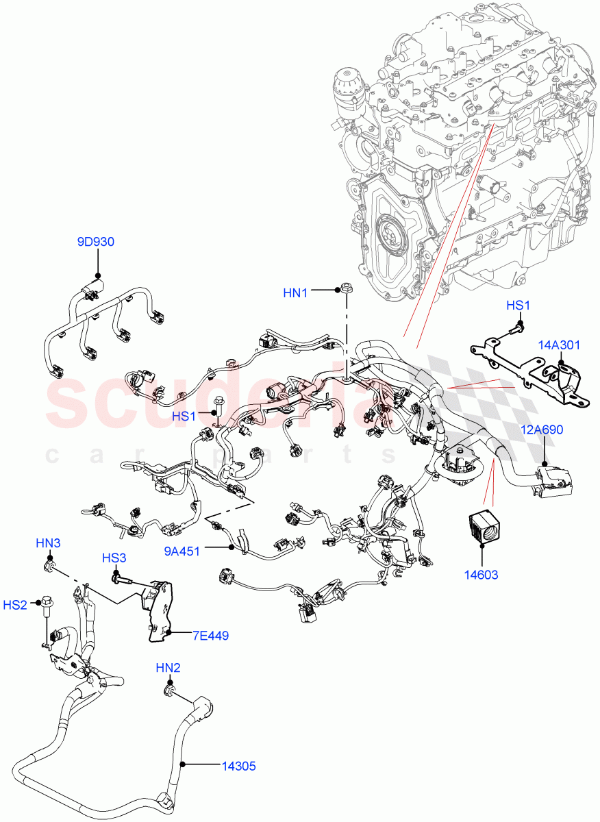 Engine Harness(Nitra Plant Build)(2.0L I4 High DOHC AJ200 Petrol)((V)FROMK2000001) of Land Rover Land Rover Discovery 5 (2017+) [3.0 DOHC GDI SC V6 Petrol]