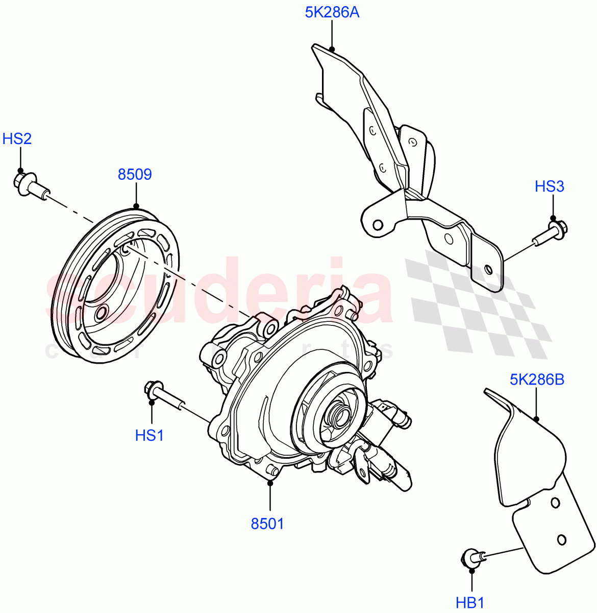 Water Pump(1.5L AJ20P3 Petrol High,Changsu (China),1.5L AJ20P3 Petrol High PHEV) of Land Rover Land Rover Range Rover Evoque (2019+) [1.5 I3 Turbo Petrol AJ20P3]