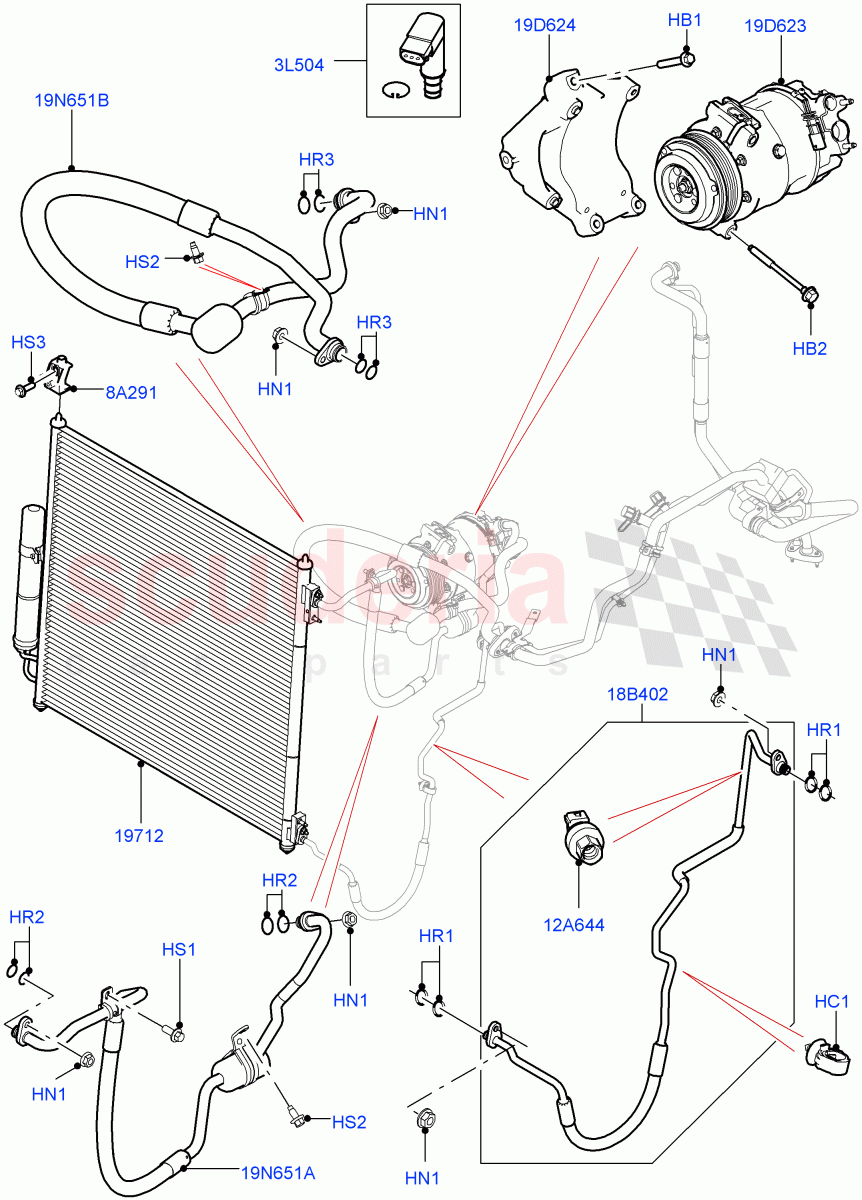 Air Conditioning Condensr/Compressr(Front)(2.0L 16V TIVCT T/C 240PS Petrol)((V)FROMFA000001) of Land Rover Land Rover Range Rover Sport (2014+) [2.0 Turbo Petrol AJ200P]