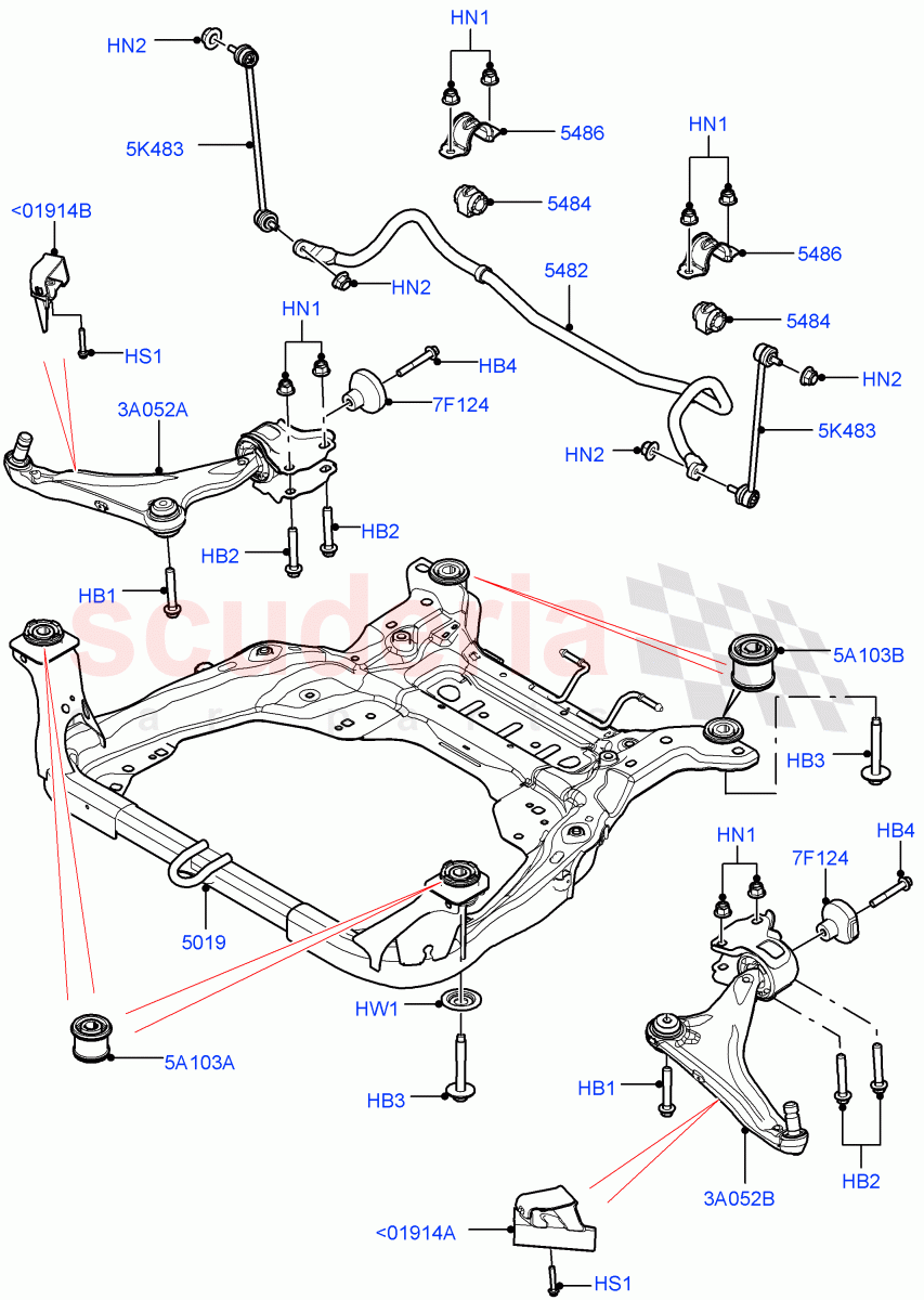 Front Susp.Arms/Stabilizer/X-Member(Changsu (China))((V)FROMEG000001) of Land Rover Land Rover Range Rover Evoque (2012-2018) [2.0 Turbo Petrol AJ200P]