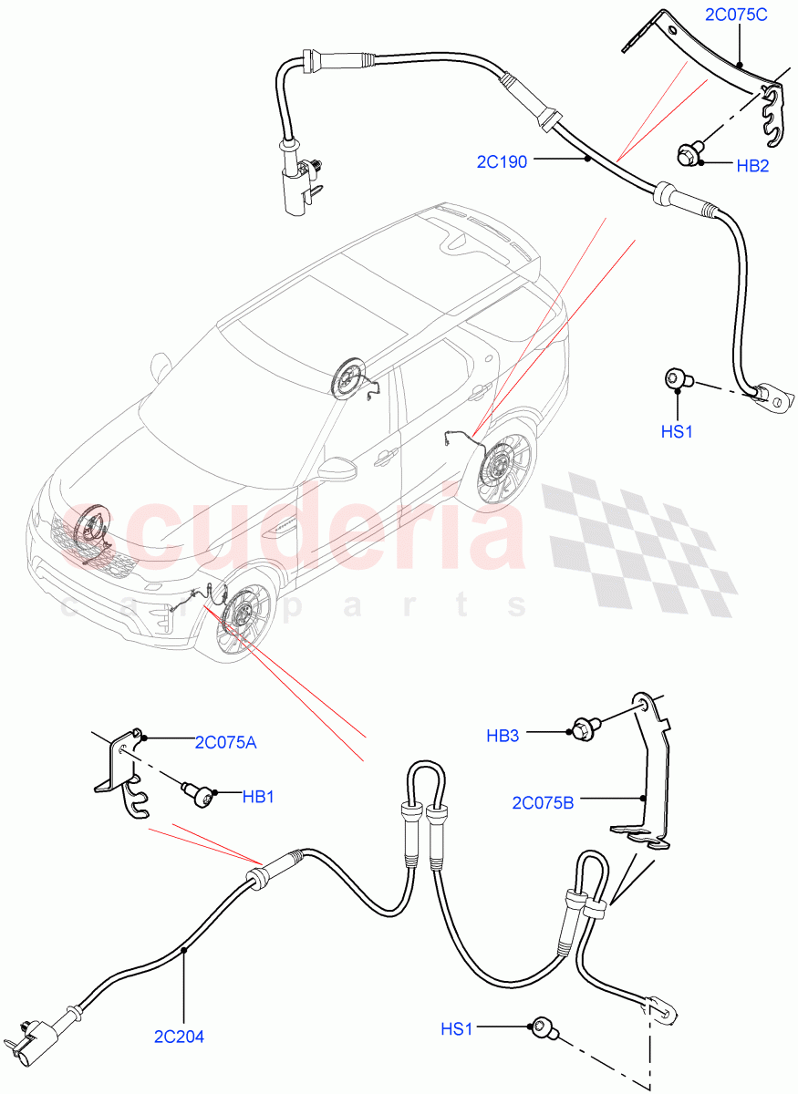 Anti-Lock Braking System (Solihull Plant Build, ABS/Speed Sensor) ((V) FROMHA000001) of Land Rover Land Rover Discovery 5 (2017+) [2.0 Turbo Petrol AJ200P]