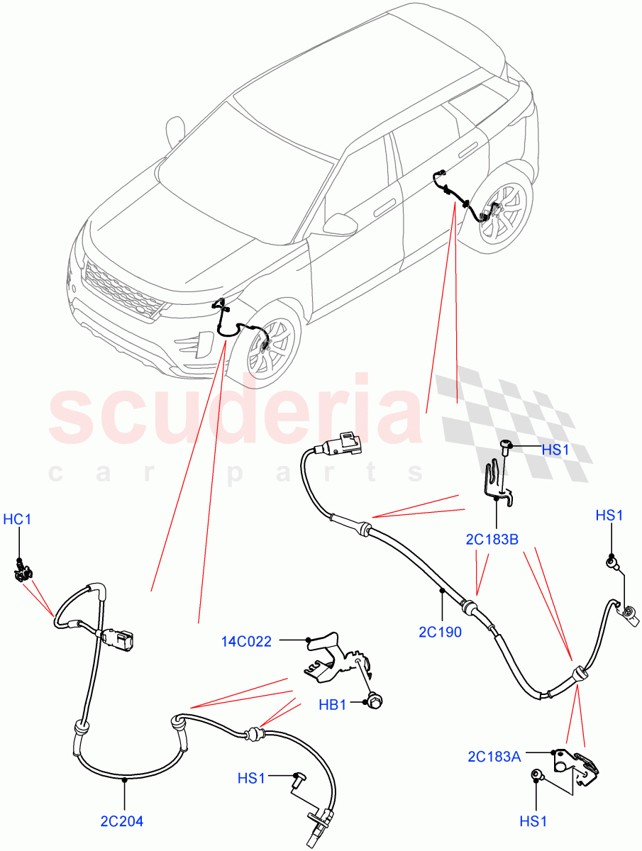 Anti-Lock Braking System (ABS/Speed Sensor) (Changsu (China)) of Land Rover Land Rover Range Rover Evoque (2019+) [2.0 Turbo Diesel AJ21D4]