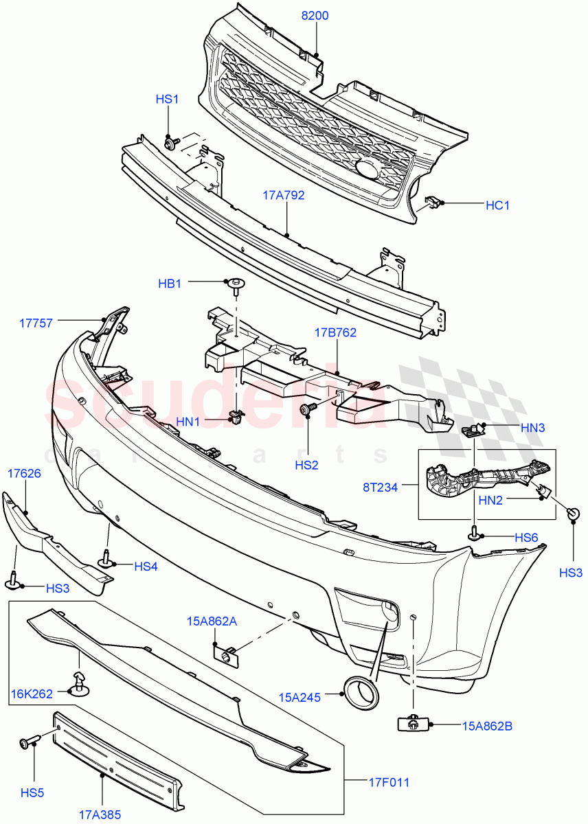 Radiator Grille And Front Bumper ((V) FROMAA000001) of Land Rover Land Rover Range Rover Sport (2010-2013) [3.6 V8 32V DOHC EFI Diesel]