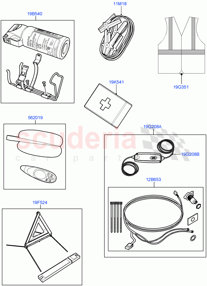 Emergency Equipment (Solihull Plant Build, Nitra Plant Build) of Land Rover Land Rover Discovery 5 (2017+) [3.0 I6 Turbo Diesel AJ20D6]