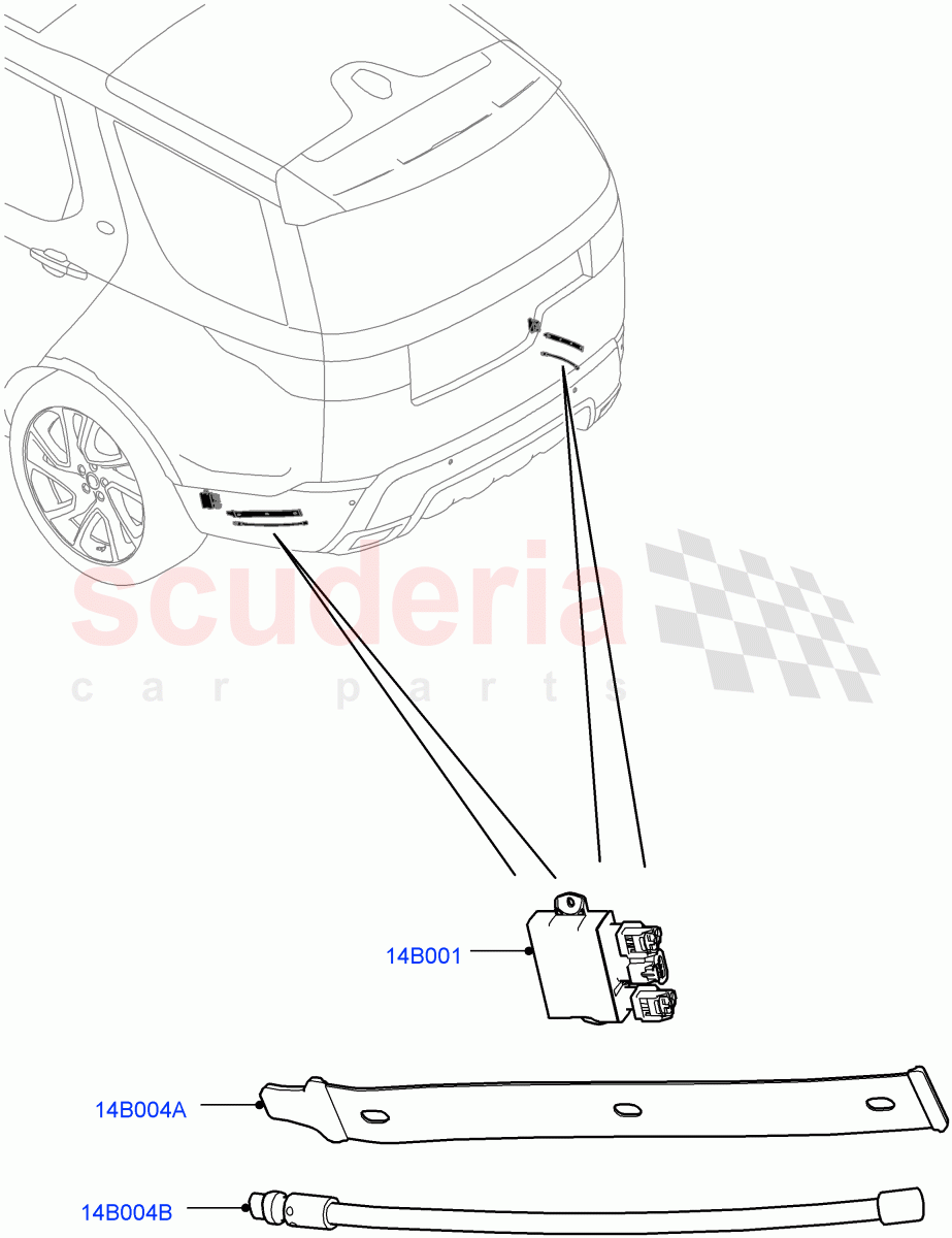 Vehicle Modules And Sensors (Gesture Tailgate System, Solihull Plant Build) (Tailgate - Hands Free) ((V) FROMHA000001) of Land Rover Land Rover Discovery 5 (2017+) [2.0 Turbo Petrol AJ200P]
