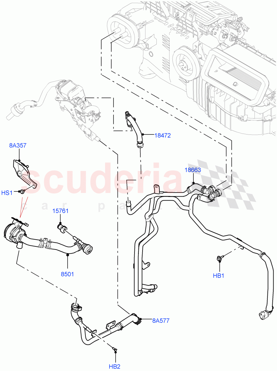 Heater Hoses (Front) (3.0L AJ20D6 Diesel High, With Fuel Fired Heater, Premium Air Conditioning-Front/Rear) ((V) FROMLA000001) of Land Rover Land Rover Range Rover (2012-2021) [5.0 OHC SGDI SC V8 Petrol]