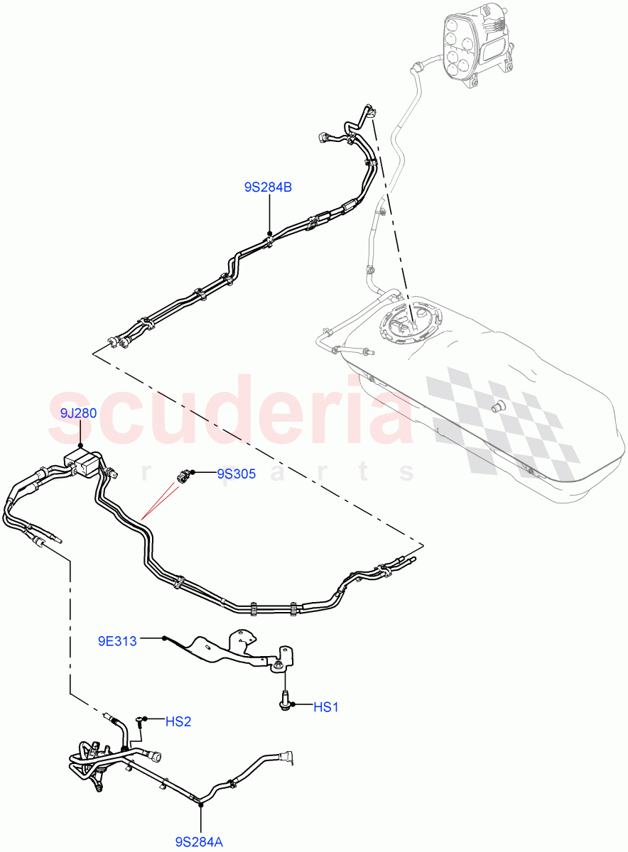 Fuel Lines(1.5L AJ20P3 Petrol High PHEV,Halewood (UK))((V)FROMLH000001) of Land Rover Land Rover Range Rover Evoque (2019+) [1.5 I3 Turbo Petrol AJ20P3]