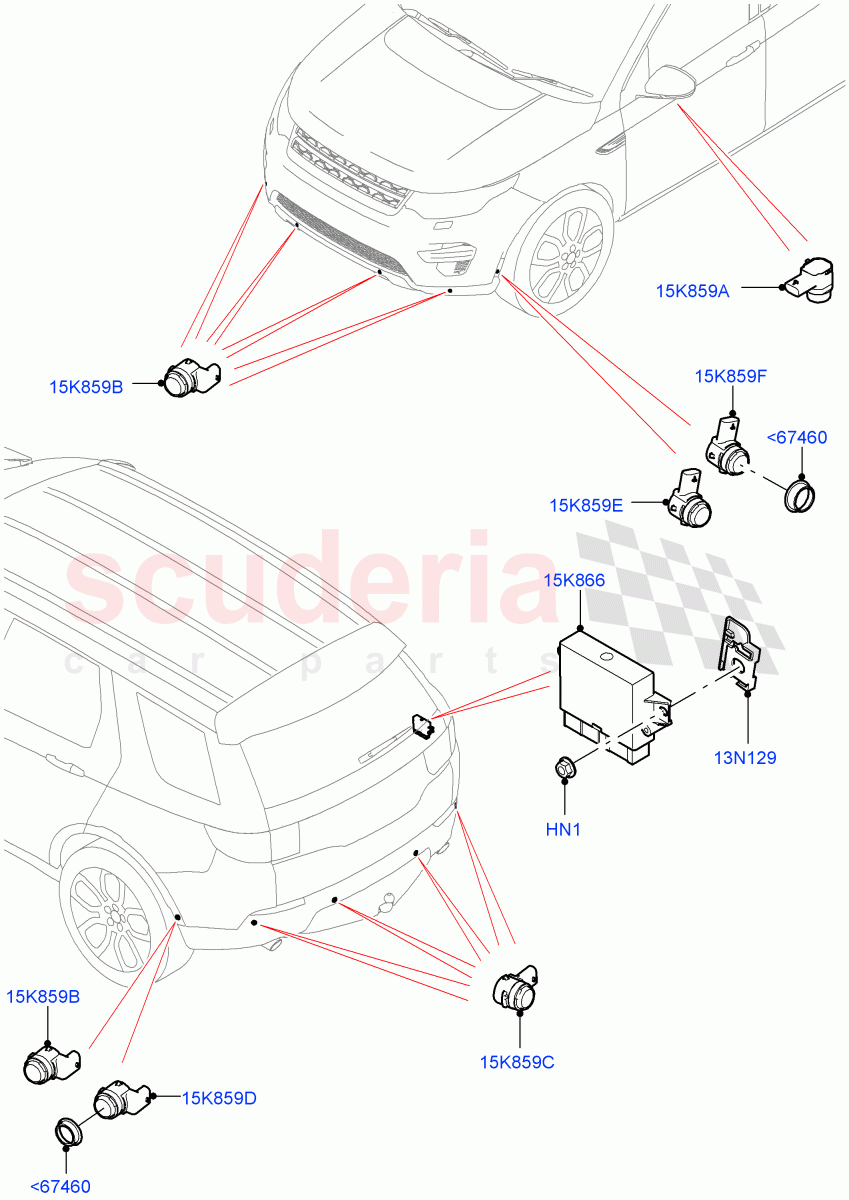 Parking Distance Control (Changsu (China)) ((V) FROMKG446857, (V) TOMG140568) of Land Rover Land Rover Discovery Sport (2015+) [2.0 Turbo Petrol GTDI]