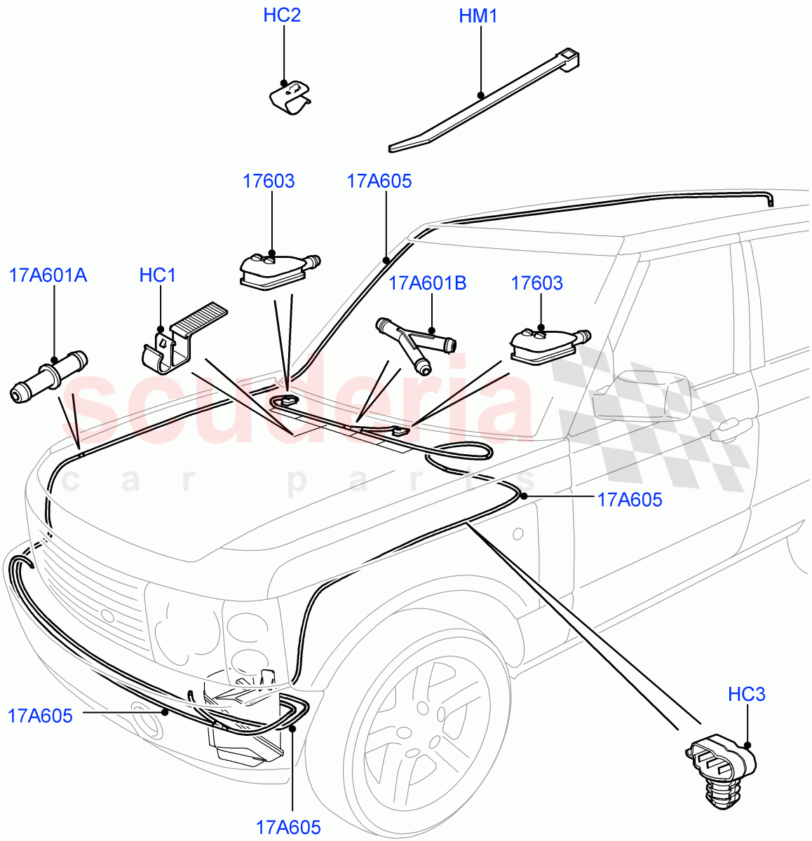 Windscreen Washer(Hose Assy)((V)FROMAA000001) of Land Rover Land Rover Range Rover (2010-2012) [5.0 OHC SGDI SC V8 Petrol]