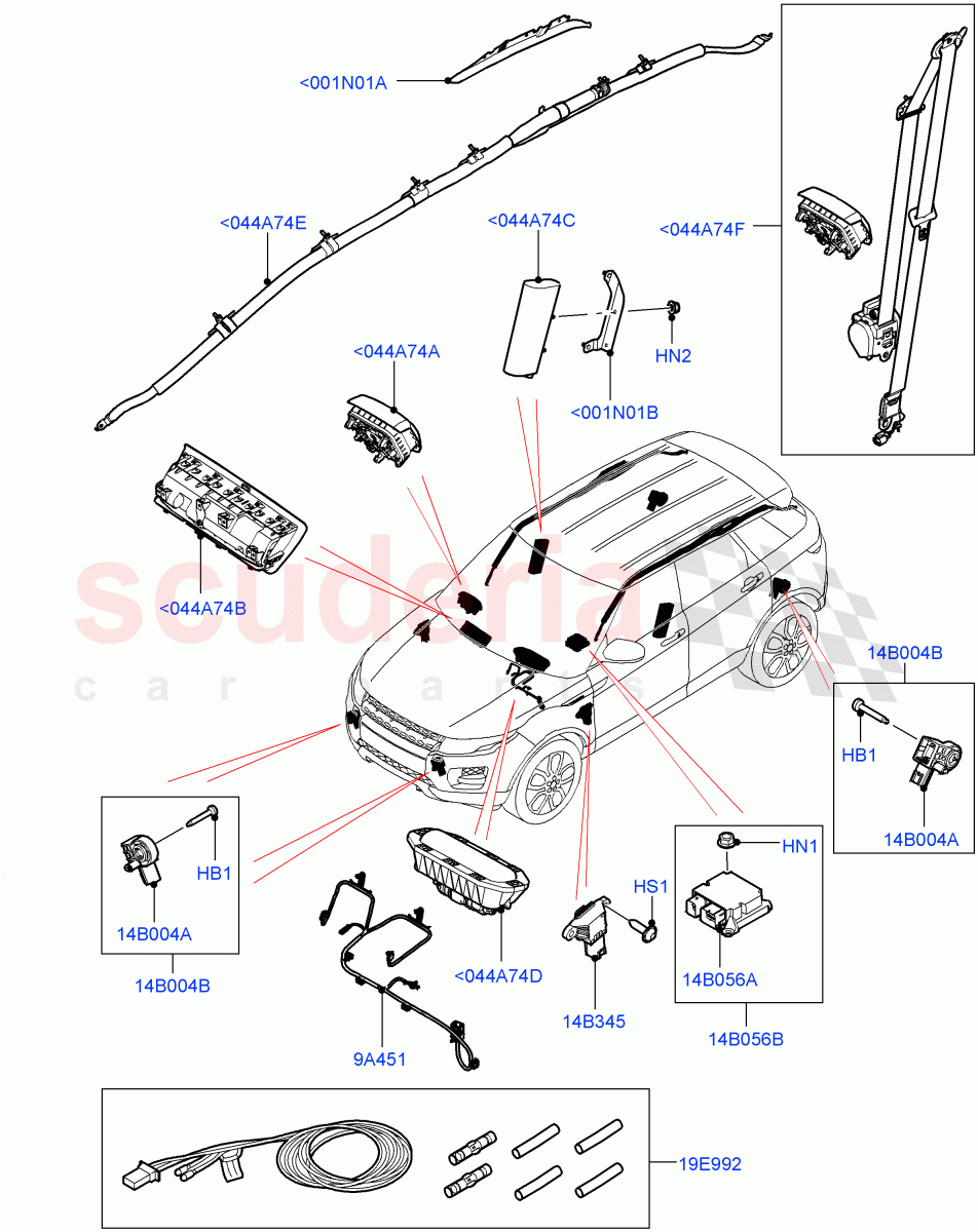 Airbag System(Halewood (UK)) of Land Rover Land Rover Range Rover Evoque (2012-2018) [2.0 Turbo Petrol AJ200P]