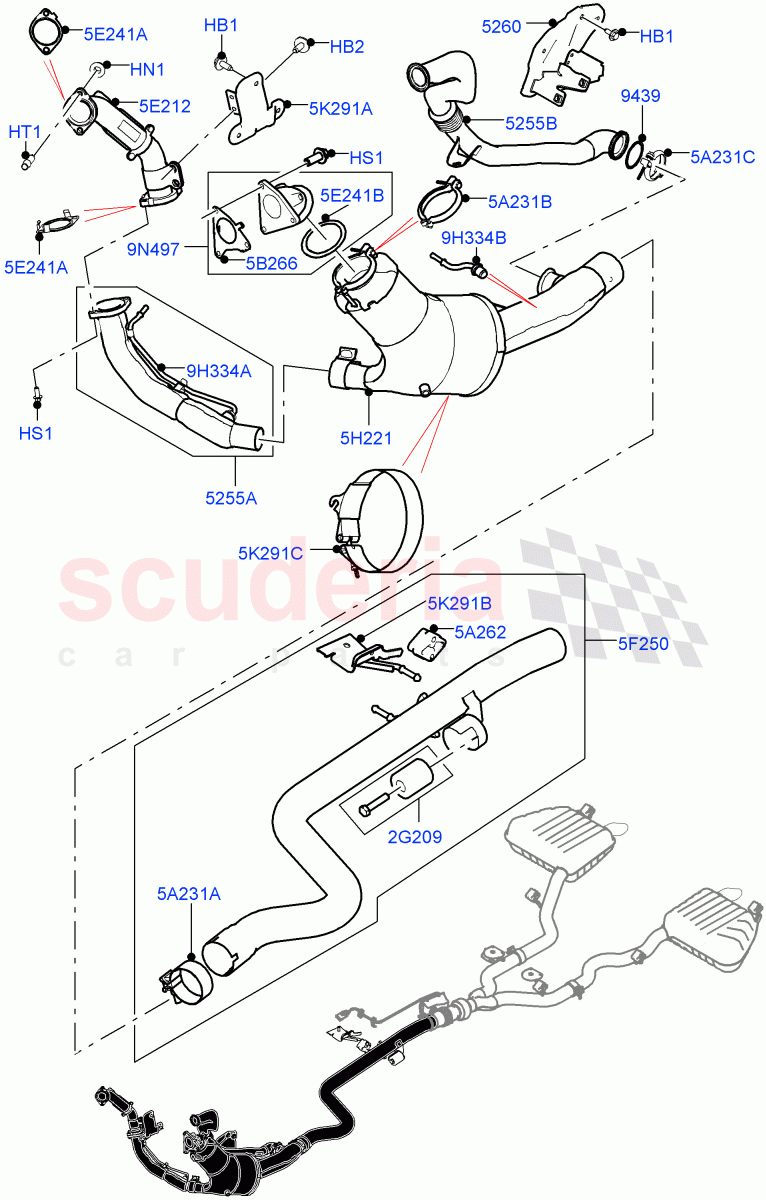 Front Exhaust System(3.0 V6 D Gen2 Twin Turbo,Stage V Plus DPF,DPF + DE-SOX,L6 Diesel Emissions) of Land Rover Land Rover Range Rover Velar (2017+) [3.0 Diesel 24V DOHC TC]