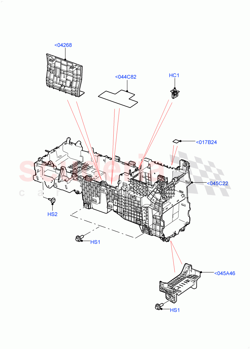 Console - Floor(Solihull Plant Build, Internal Components)((V)FROMHA000001) of Land Rover Land Rover Discovery 5 (2017+) [3.0 I6 Turbo Diesel AJ20D6]