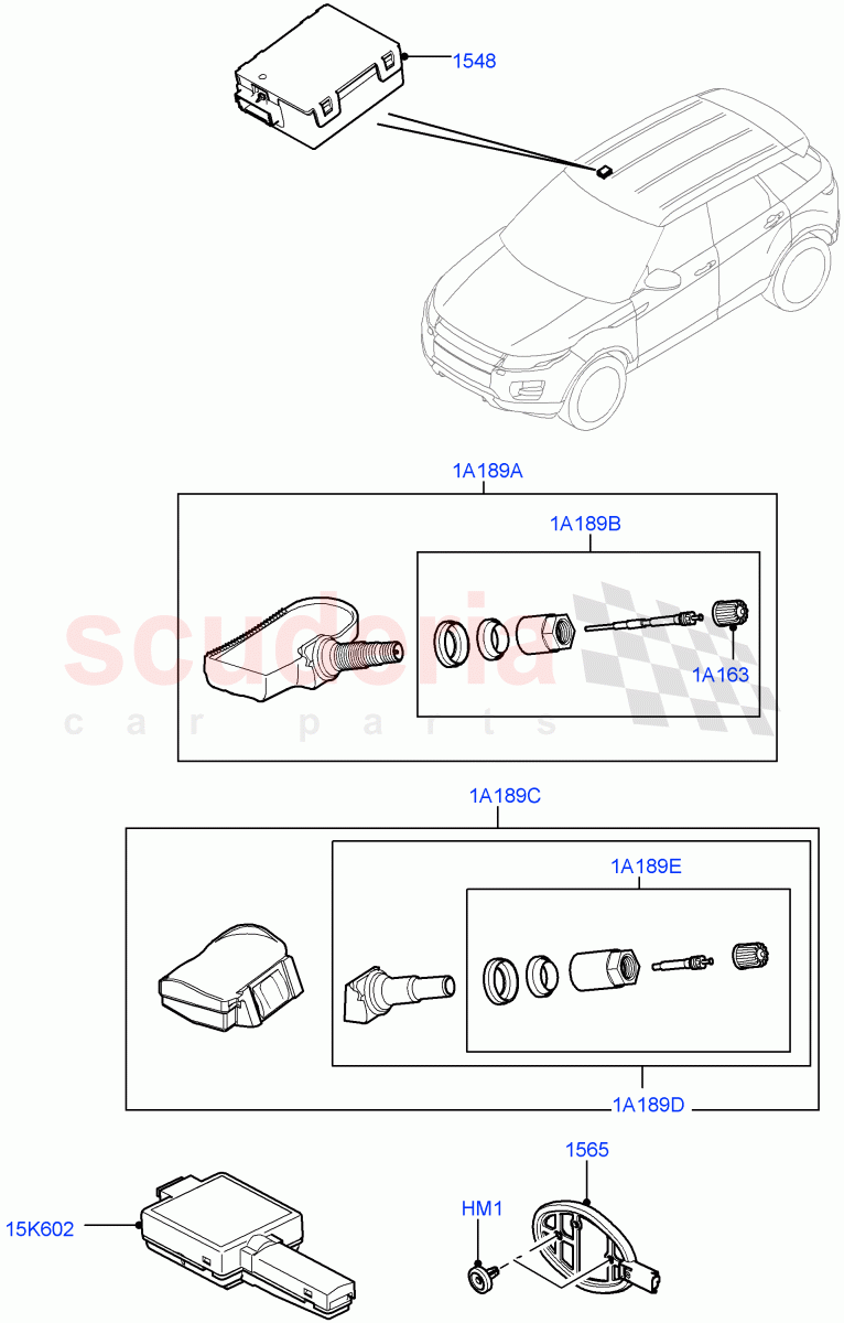 Tyre Pressure Monitor System (Halewood (UK), With Tyre Pressure Sensors) of Land Rover Land Rover Range Rover Evoque (2012-2018) [2.0 Turbo Petrol AJ200P]