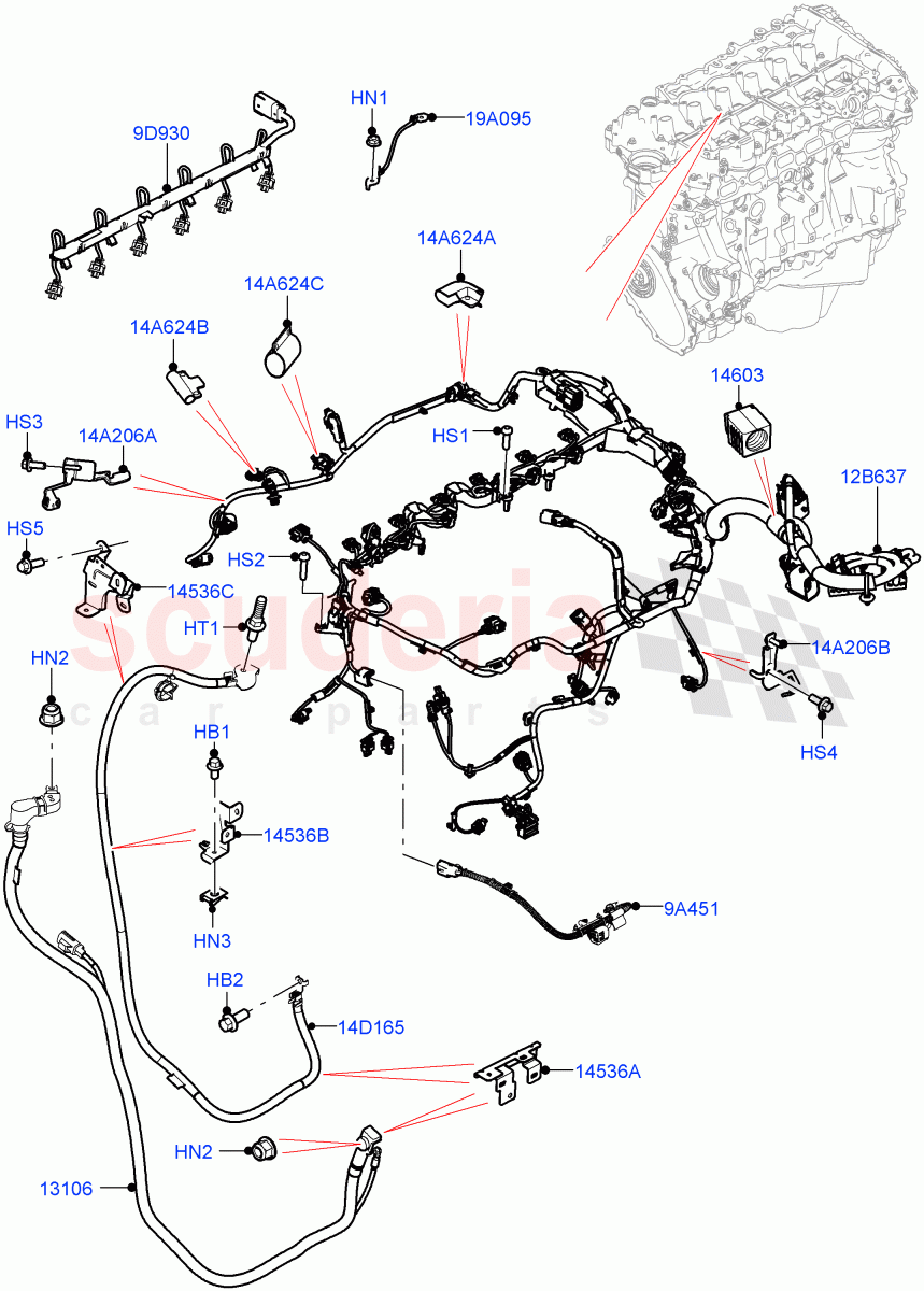 Engine Harness (3.0L AJ20P6 Petrol High) of Land Rover Land Rover Defender (2020+) [5.0 OHC SGDI SC V8 Petrol]