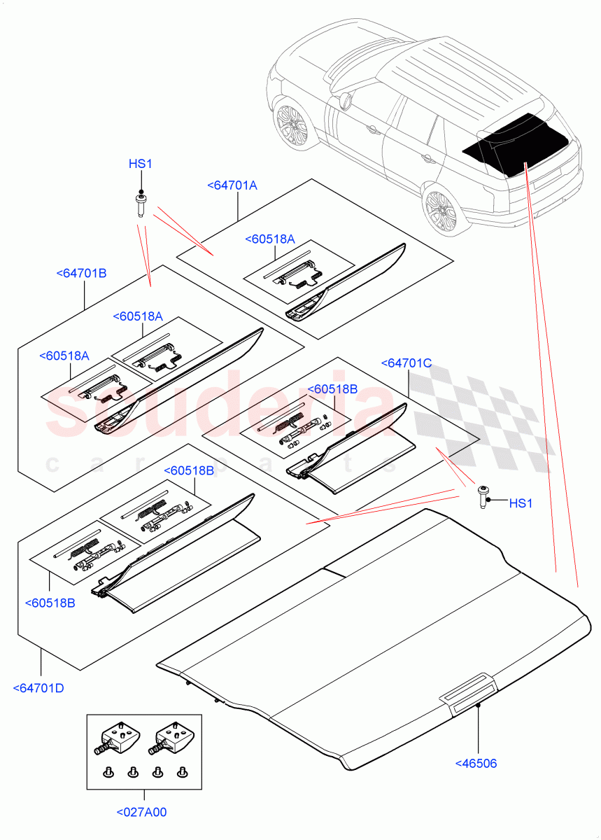 Load Compartment Trim(Gap Hider - Rear Seat, Package Tray) of Land Rover Land Rover Range Rover (2012-2021) [4.4 DOHC Diesel V8 DITC]