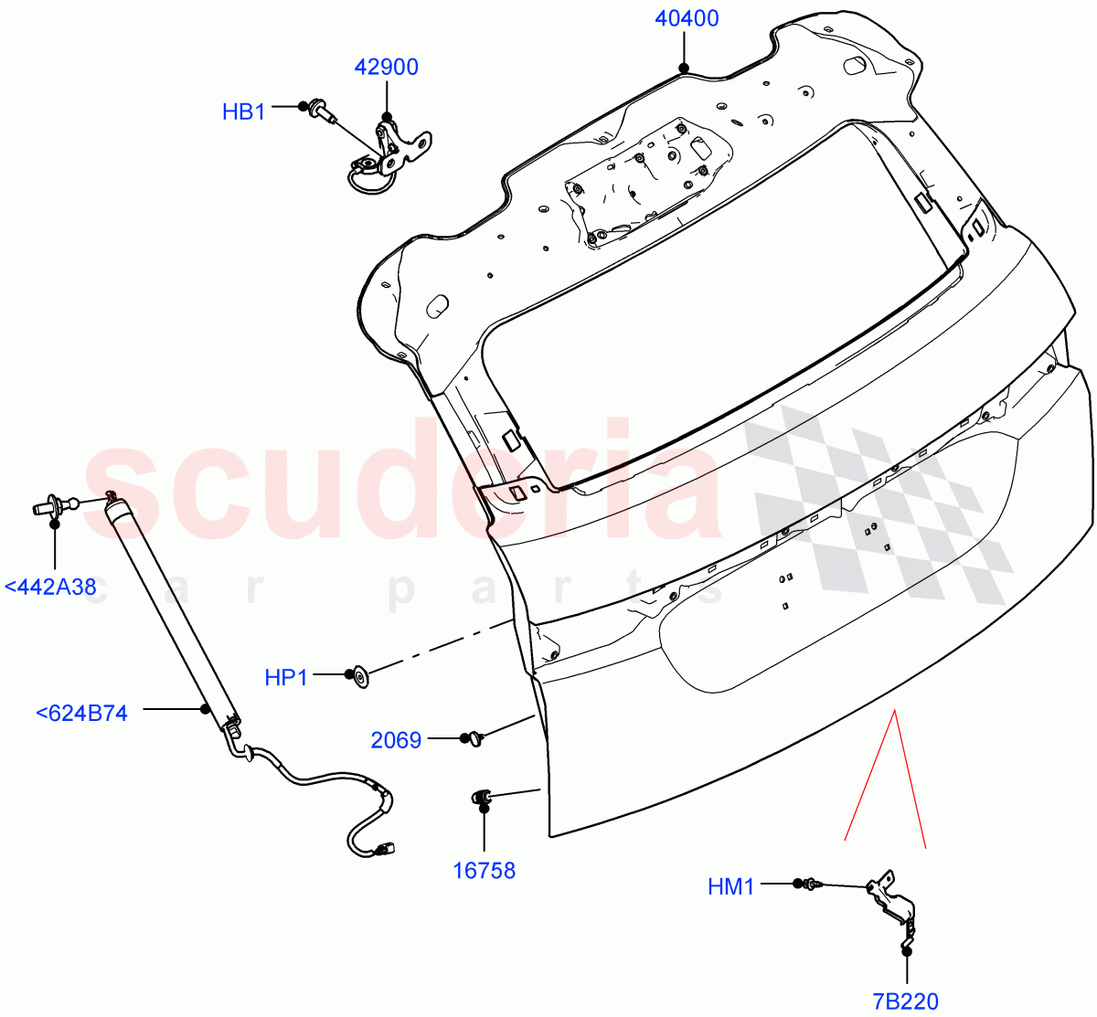 Luggage Compartment Door(Door And Fixings)(Changsu (China)) of Land Rover Land Rover Range Rover Evoque (2019+) [1.5 I3 Turbo Petrol AJ20P3]