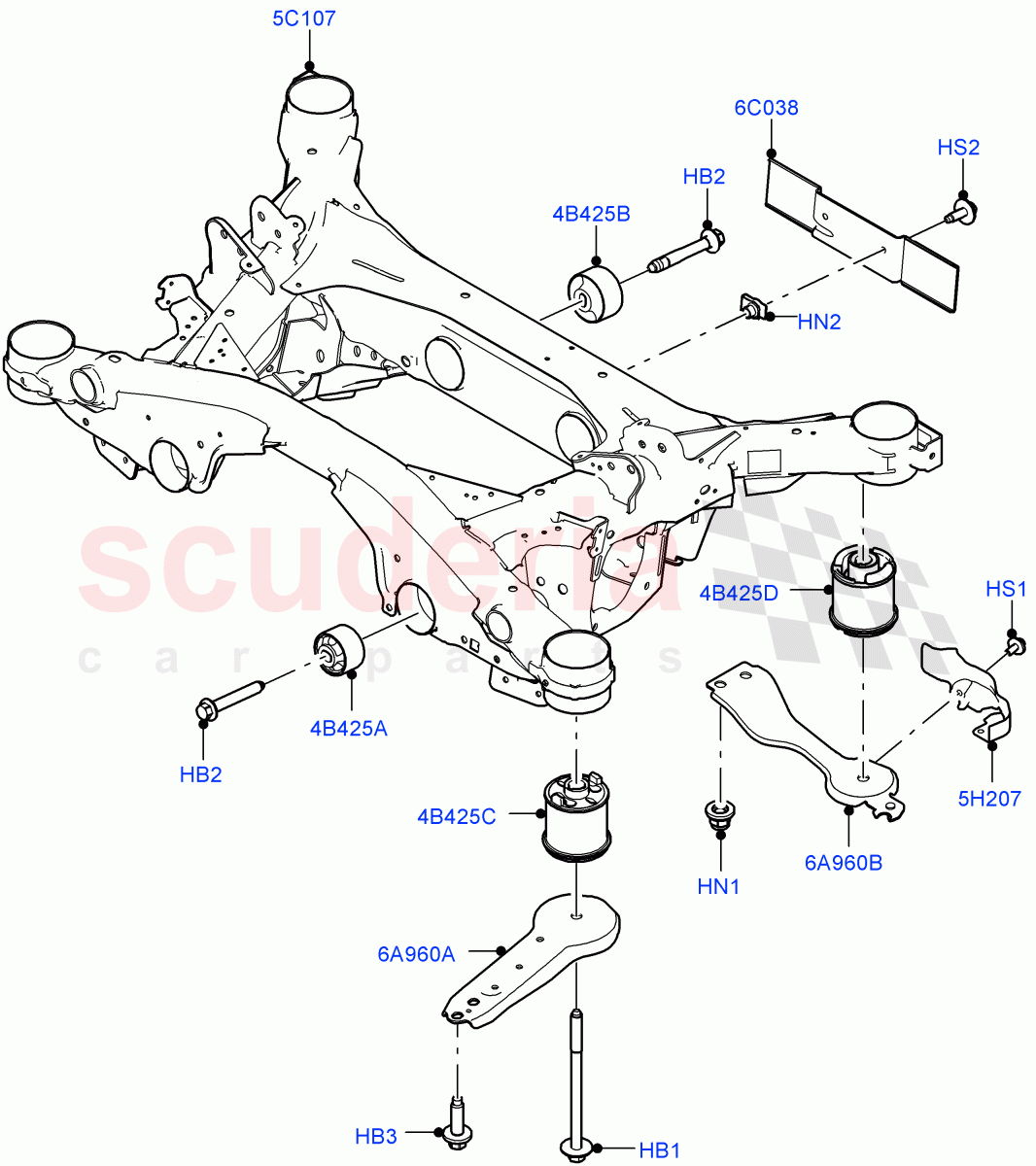 Rear Cross Member & Stabilizer Bar(Crossmember)(Itatiaia (Brazil),Electric Engine Battery-PHEV) of Land Rover Land Rover Range Rover Evoque (2019+) [1.5 I3 Turbo Petrol AJ20P3]