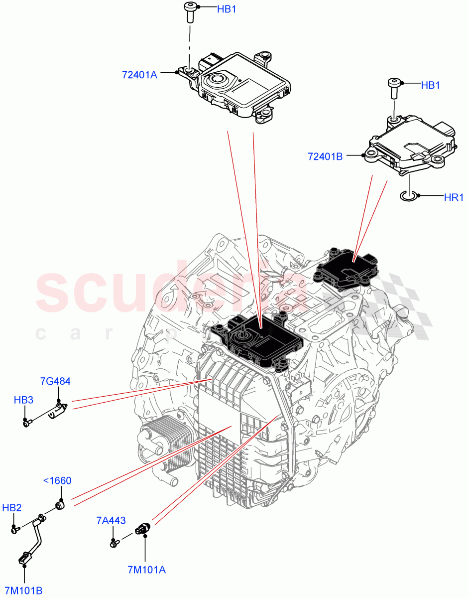 Transmission Modules And Sensors(Transmission Control Module)(1.5L AJ20P3 Petrol High,8 Speed Automatic Trans 8G30,Halewood (UK),1.5L AJ20P3 Petrol High PHEV)((V)FROMLH000001) of Land Rover Land Rover Range Rover Evoque (2019+) [2.0 Turbo Petrol AJ200P]