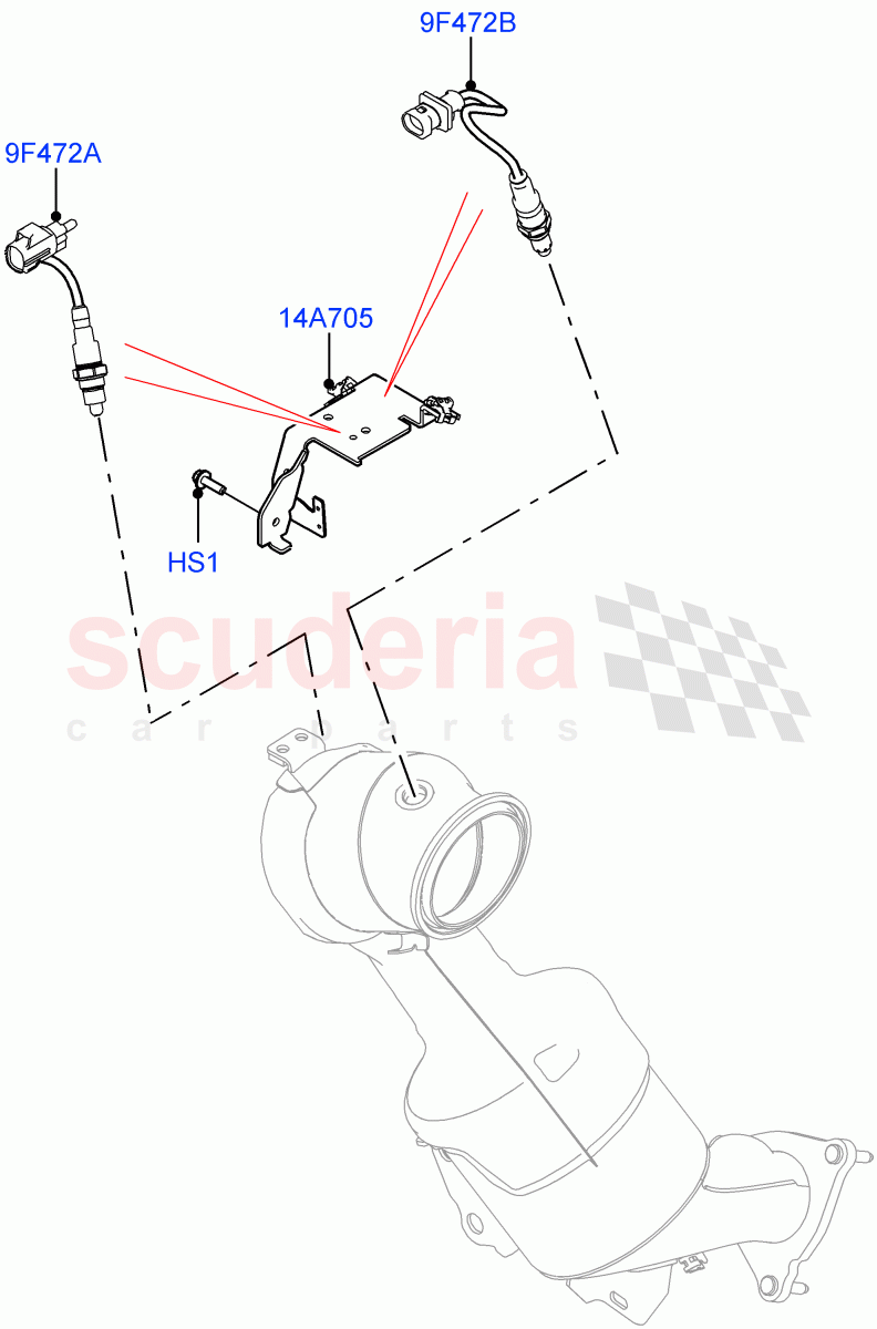 Exhaust Sensors And Modules (2.0L AJ20P4 Petrol High PTA, EU6 Emissions, Halewood (UK), EU2, 2.0L AJ20P4 Petrol E100 PTA, Proconve L6 Emissions, 2.0L AJ20P4 Petrol Mid PTA, Euro Stage 4 Emissions, Stage V European Emissions) of Land Rover Land Rover Range Rover Evoque (2019+) [2.0 Turbo Petrol AJ200P]