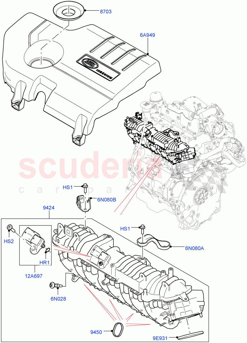 Inlet Manifold (2.0L I4 DSL MID DOHC AJ200, Halewood (UK)) of Land Rover Land Rover Discovery Sport (2015+) [2.0 Turbo Diesel]
